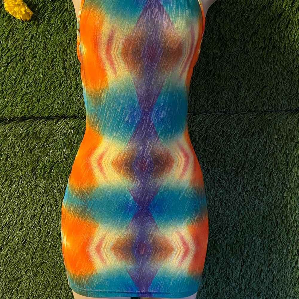 Diamond tie dye dress